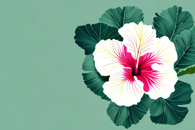 A hibiscus plant with a few yellowing leaves