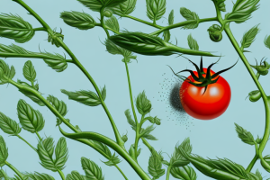 A tomato plant being sprayed with a natural pesticide