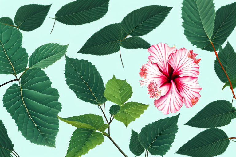 A hibiscus plant with yellowing leaves