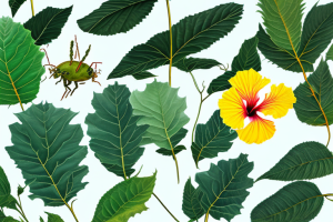 A hibiscus plant with yellow leaves