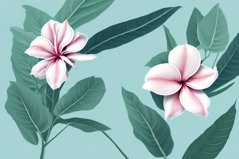 A mandevilla plant with an epsom salt shaker beside it