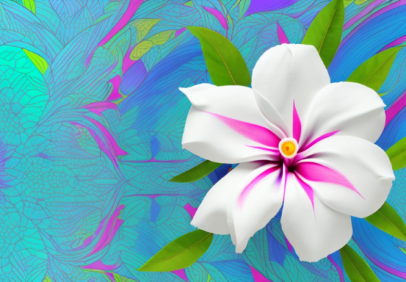 A mandevilla flower with its vibrant colors and unique shape