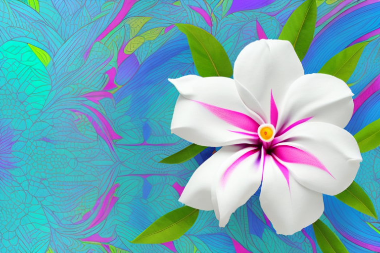 A mandevilla flower with its vibrant colors and unique shape