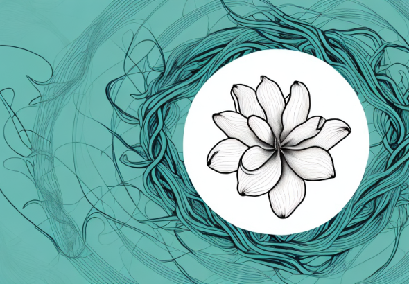 A mandevilla plant with its tendrils forming a hoop shape