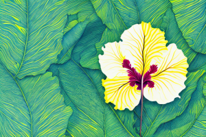 A yellow hibiscus leaf with its veins and texture visible